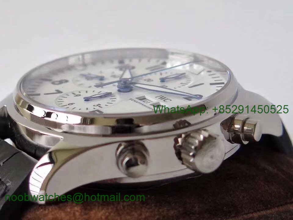 Replica IWC Pilot Chrono 377725 150 Years ZF 1:1 Best White Dial on Black Leather Strap A7750 V2