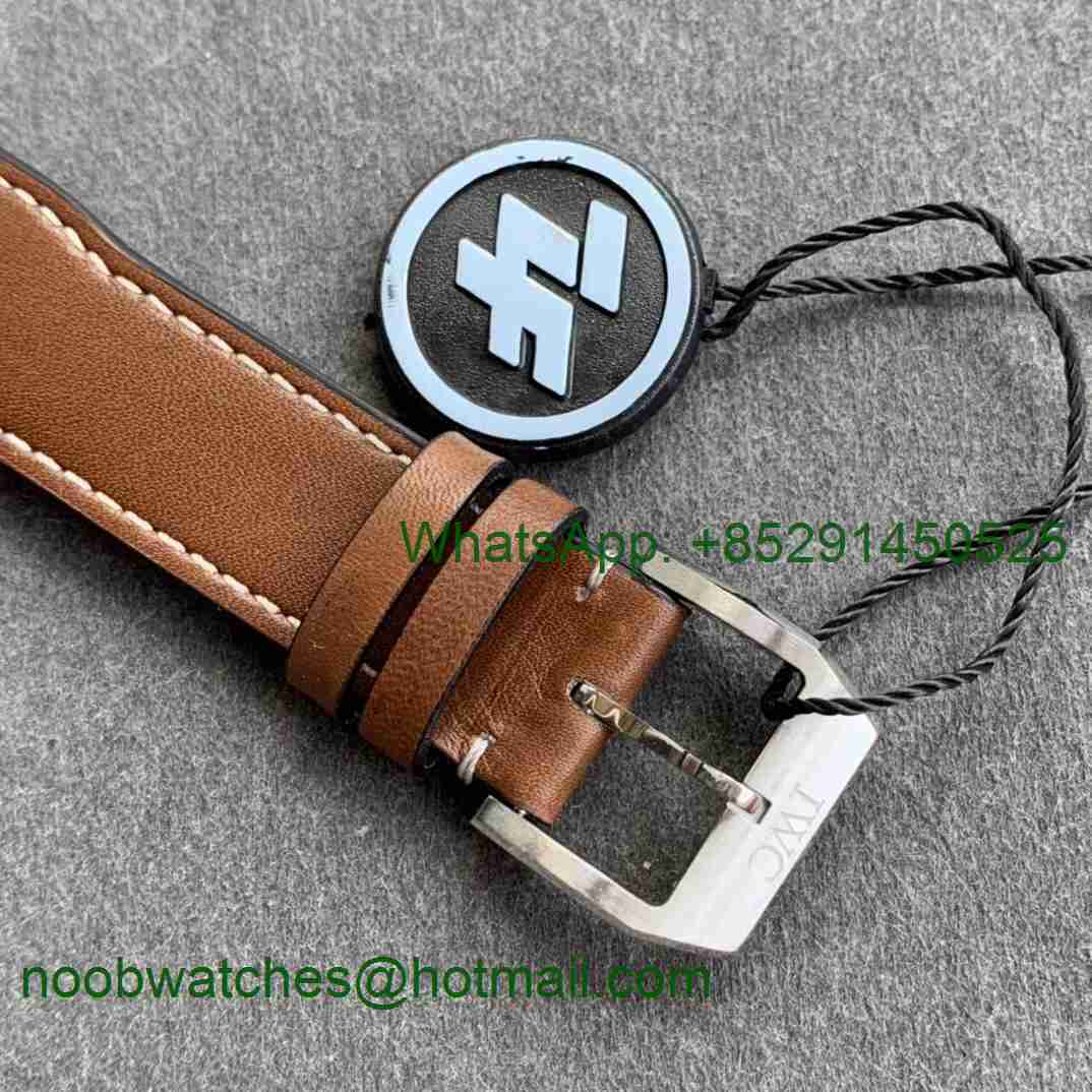 Replica IWC Pilot Chrono IW377726 ZF 1:1 Best Edition Green Dial on Brown Leather Strap A7750