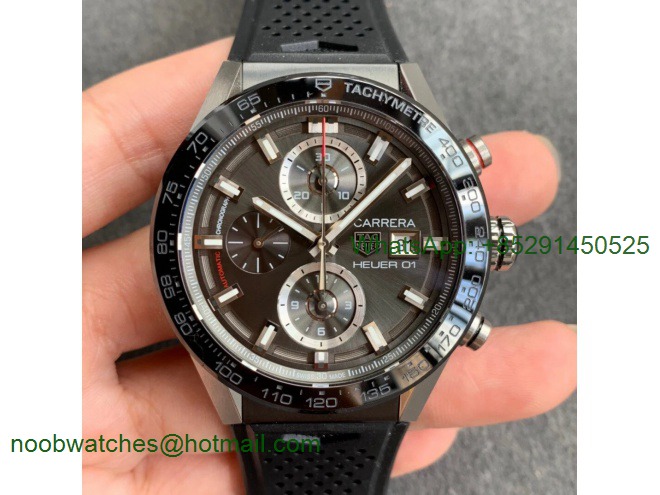 Replica TAG Heuer Calibre Heuer 01 Chrono SS XF 1:1 Best Gray Dial on Rubber Strap A1887