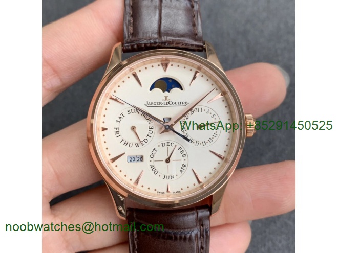 Replica Jaeger Lecoultre JLC Master Ultra Thin Perpetual Calendar Rose Gold V9F 1:1 Best Edition White Dial A868