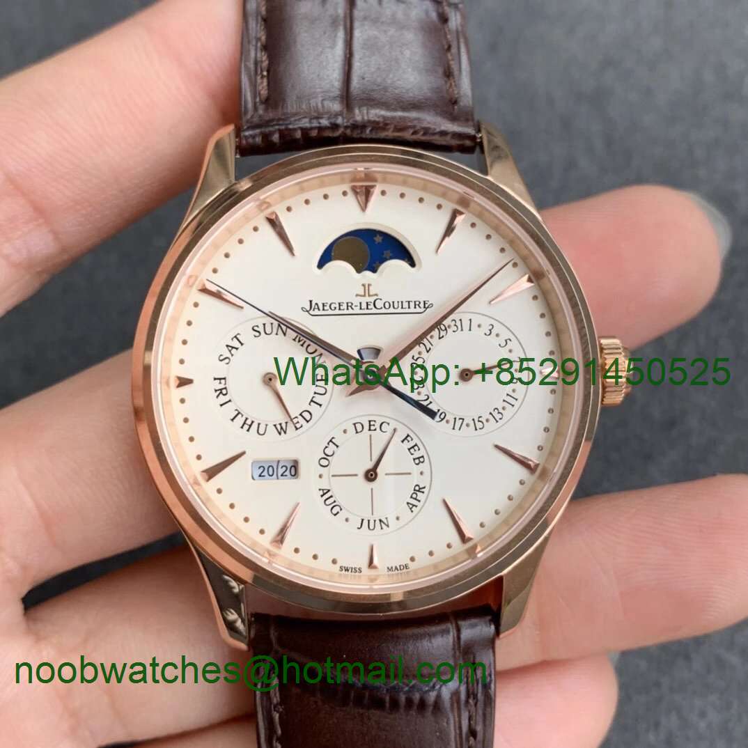 Replica Jaeger Lecoultre JLC Master Ultra Thin Perpetual Calendar Rose Gold V9F 1:1 Best Edition White Dial A868