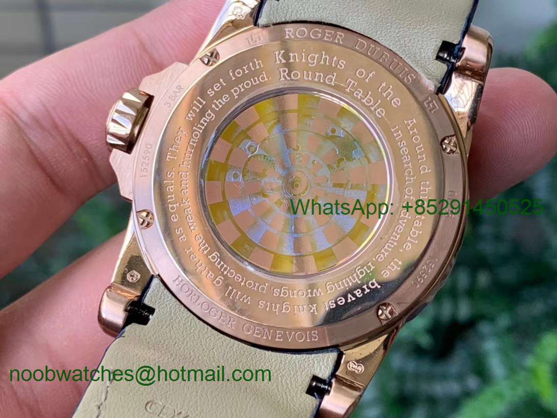 Replica Roger Dubuis Excalibur Knights of the Round Table II ZZF 1:1 Best V3 Rose Gold Red/Gold Crystal Dial MIYOTA 8215