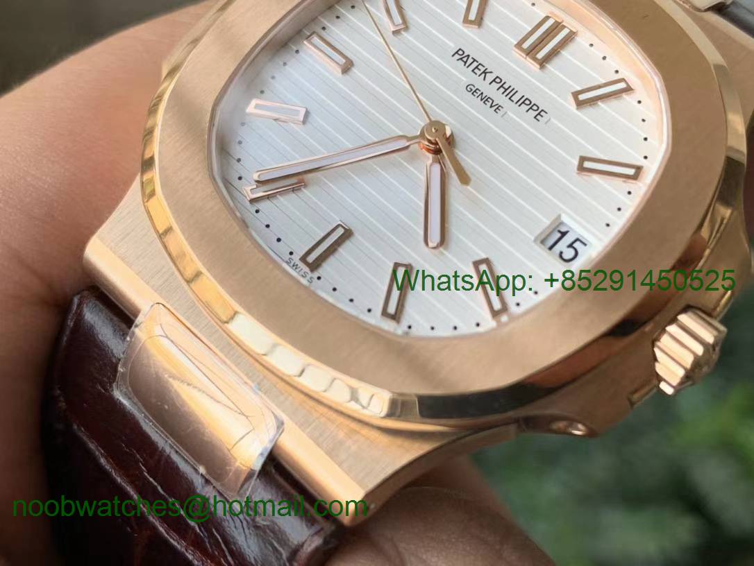 Replica Patek Philippe Nautilus 5711 PPF 1:1 Best White Dial on Leather Strap 324CS (Free box)