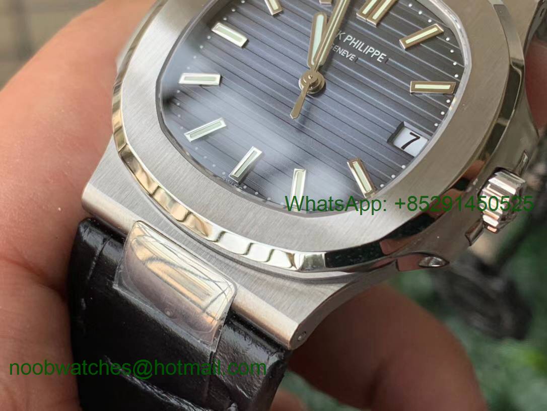 Replica Patek Philippe Nautilus 5711 PPF 1:1 Best Blue Dial on Black Leather Strap 324CS (Free box) V4