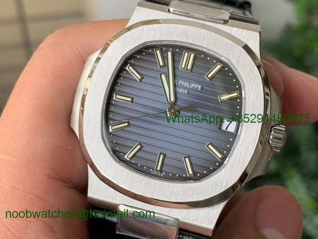 Replica Patek Philippe Nautilus 5711 PPF 1:1 Best Blue Dial on Black Leather Strap 324CS (Free box) V4