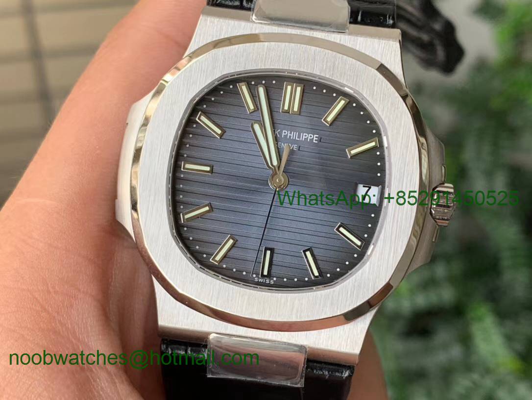 Replica Patek Philippe Nautilus 5711 PPF 1:1 Best Blue Dial on Black Leather Strap 324CS (Free box) V4