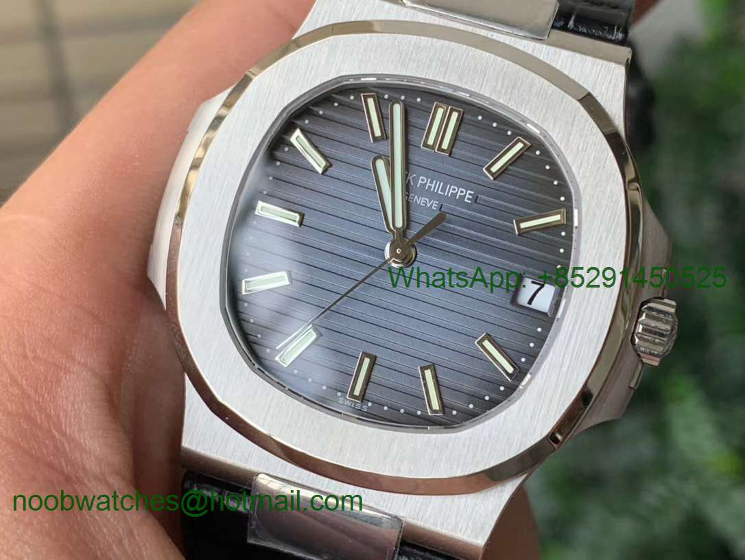 Replica Patek Philippe Nautilus 5711 PPF 1:1 Best Blue Dial on Black Leather Strap 324CS (Free box) V4