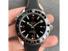 Replica OMEGA Planet Ocean 600M Co-Axial GMT 43.5mm VSF 1:1 Best Black Dial Orange Markers on Rubber Strap A8605