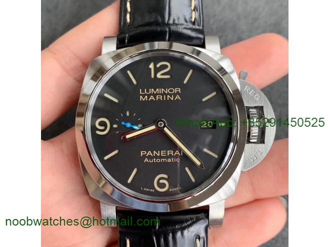 Replica Panerai PAM1312 W VSF 1:1 Best Black Dial on Black Leather Strap P9010 Clone