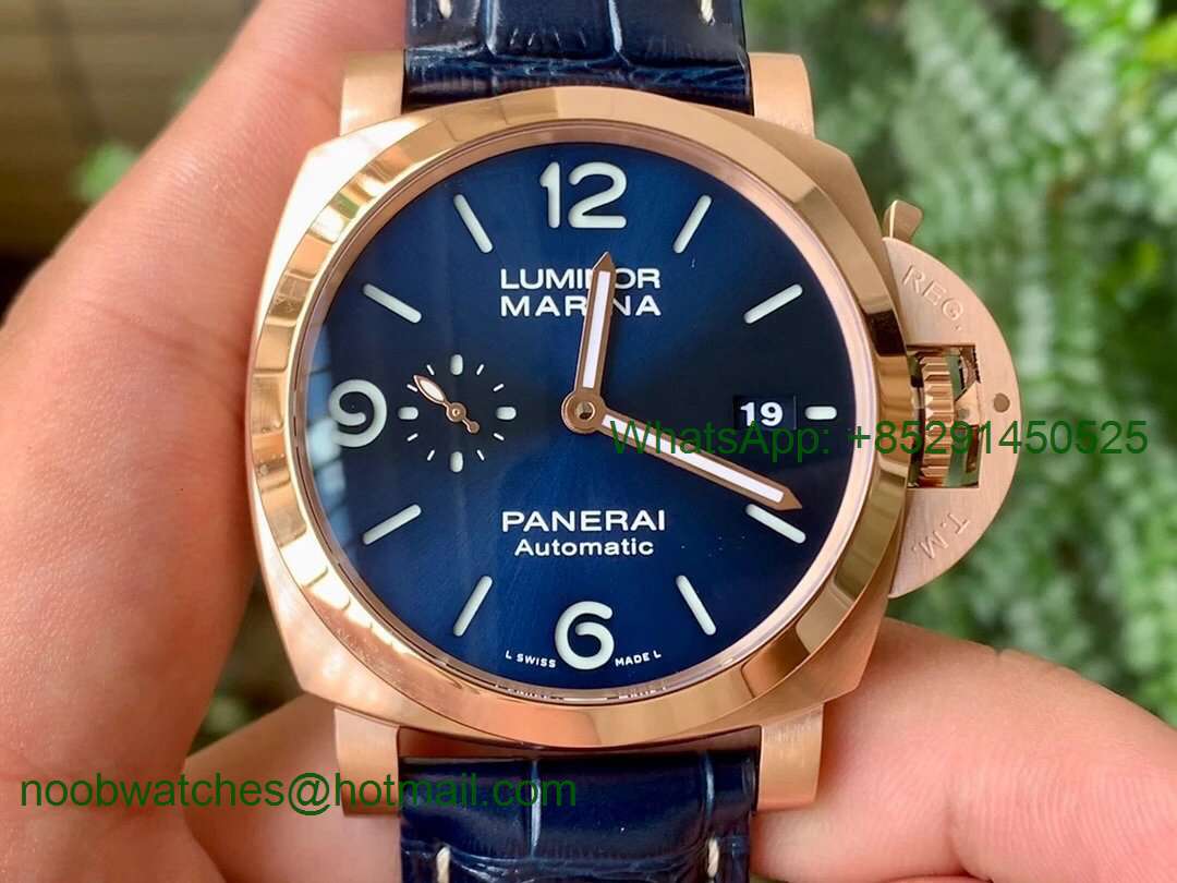 Replica Panerai PAM1112 V GMT Rose Gold VSF 1:1 Best Blue Dial P9010 Super