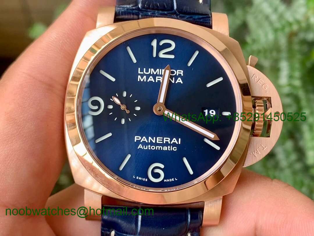 Replica Panerai PAM1112 V GMT Rose Gold VSF 1:1 Best Blue Dial P9010 Super