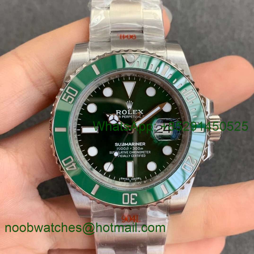 Replica ROLEX Submariner 116610LV HULK Green Maker 1:1 Best A2824