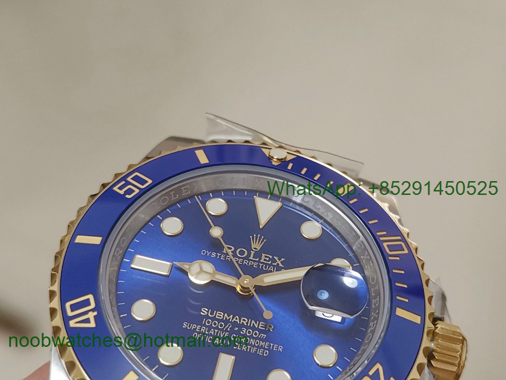 Replica Rolex Submariner 116613LB 1:1 904L Yellow Gold Blue CLEAN Factory CF VR3135