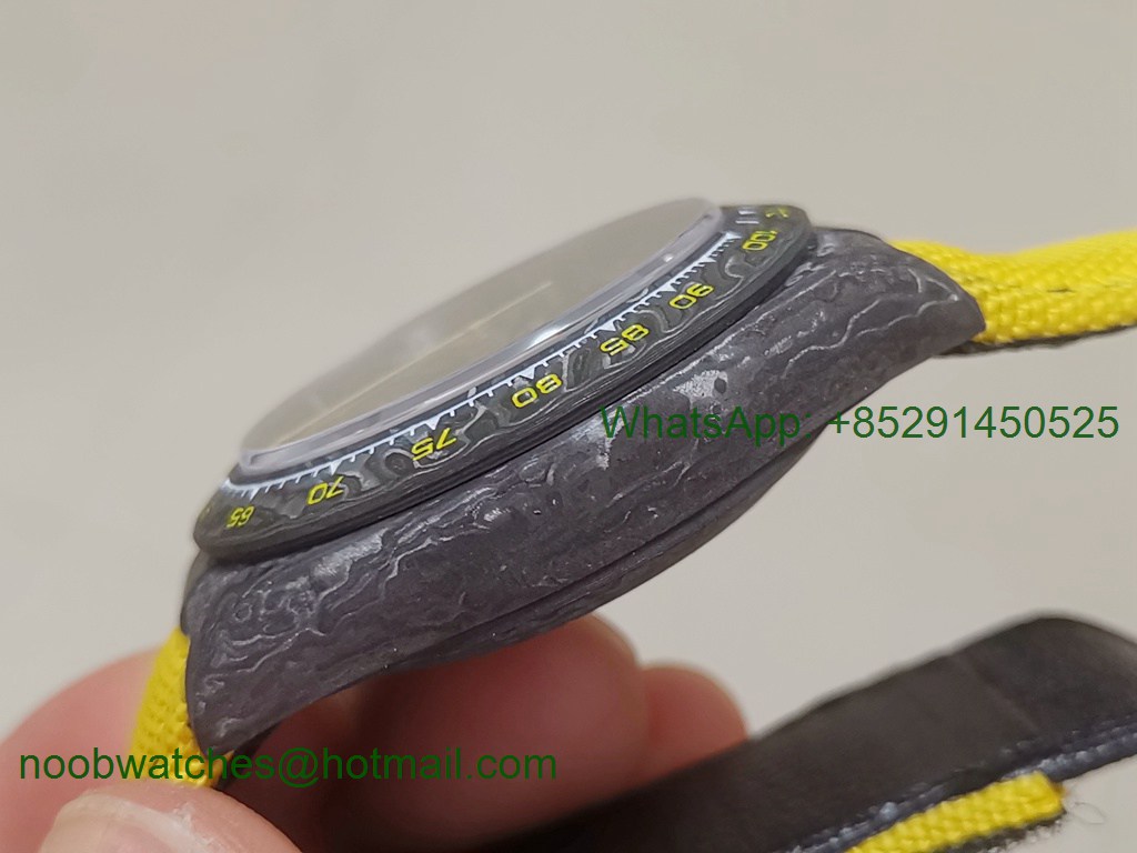 Replica ROLEX Daytona DIW Carbon OMF Best Yellow Dial on Nylon Strap A4130
