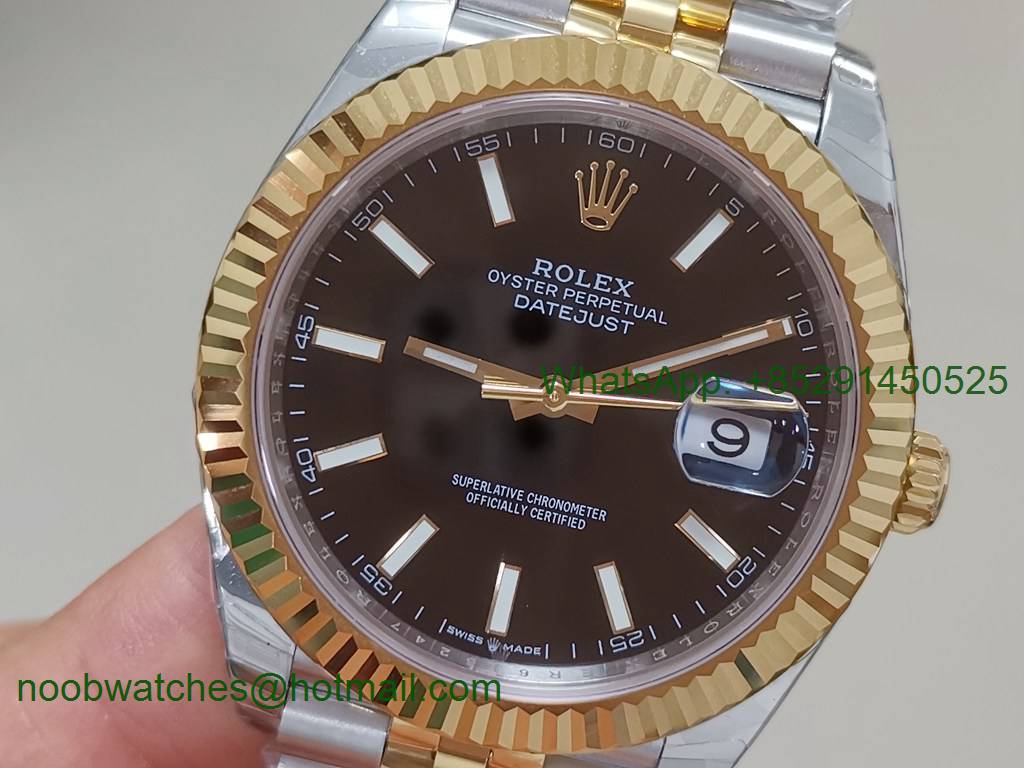 Replica Rolex DateJust 41mm Two Tone Yellow Gold 126233 EWF 1:1 Best Black Dial A3235