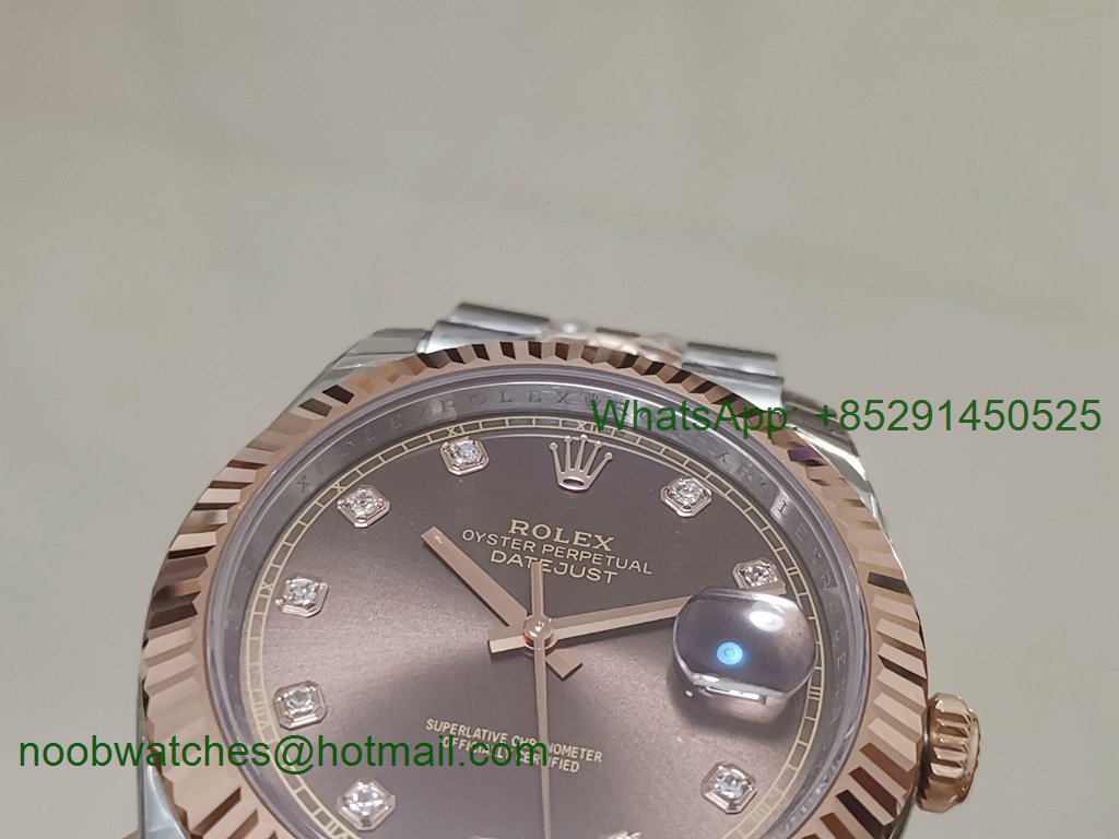 Replica Rolex DateJust 41mm Two Tone Rose Gold 126233 EWF 1:1 Best Brown Diamond Dial A3235