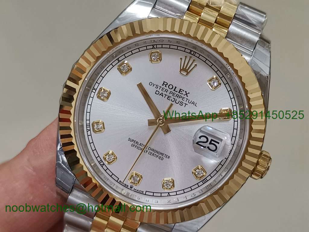 Replica Rolex DateJust 41mm Two Tone Yellow Gold 126233 EWF 1:1 Best Silver Dial A3235