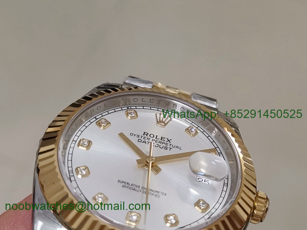 Replica Rolex DateJust 41mm Two Tone Yellow Gold 126233 EWF 1:1 Best Silver Dial A3235