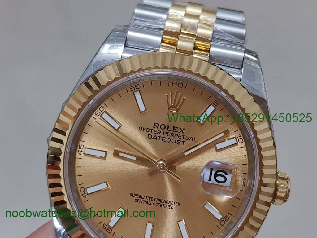 Replica Rolex DateJust 41mm Two Tone Yellow Gold 126233 EWF 1:1 Best Gold Dial A3235