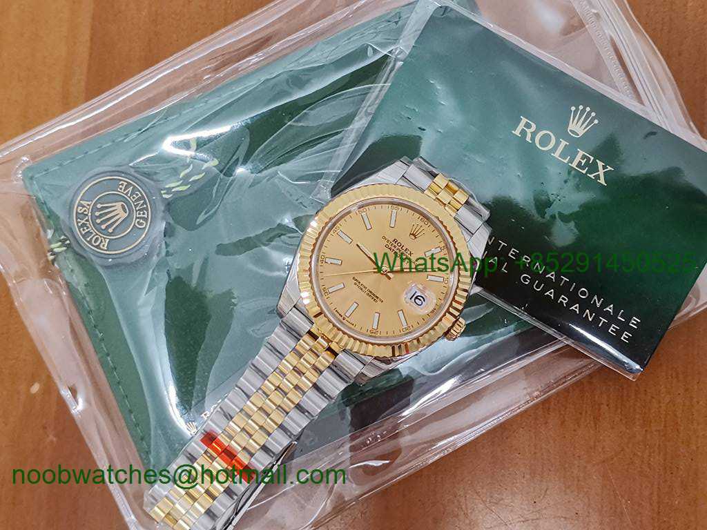 Replica Rolex DateJust 41mm Two Tone Yellow Gold 126233 EWF 1:1 Best Gold Dial A3235