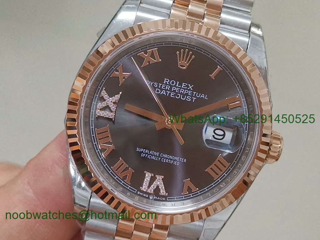 Replica Rolex DateJust 36mm TWO Tone SS/Rose Gold 126233 EWF 1:1 Best Gray Dial A3235