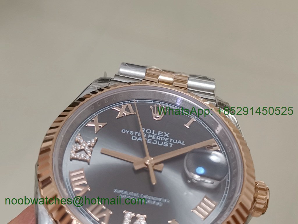 Replica Rolex DateJust 36mm TWO Tone SS/Rose Gold 126233 EWF 1:1 Best Gray Dial A3235
