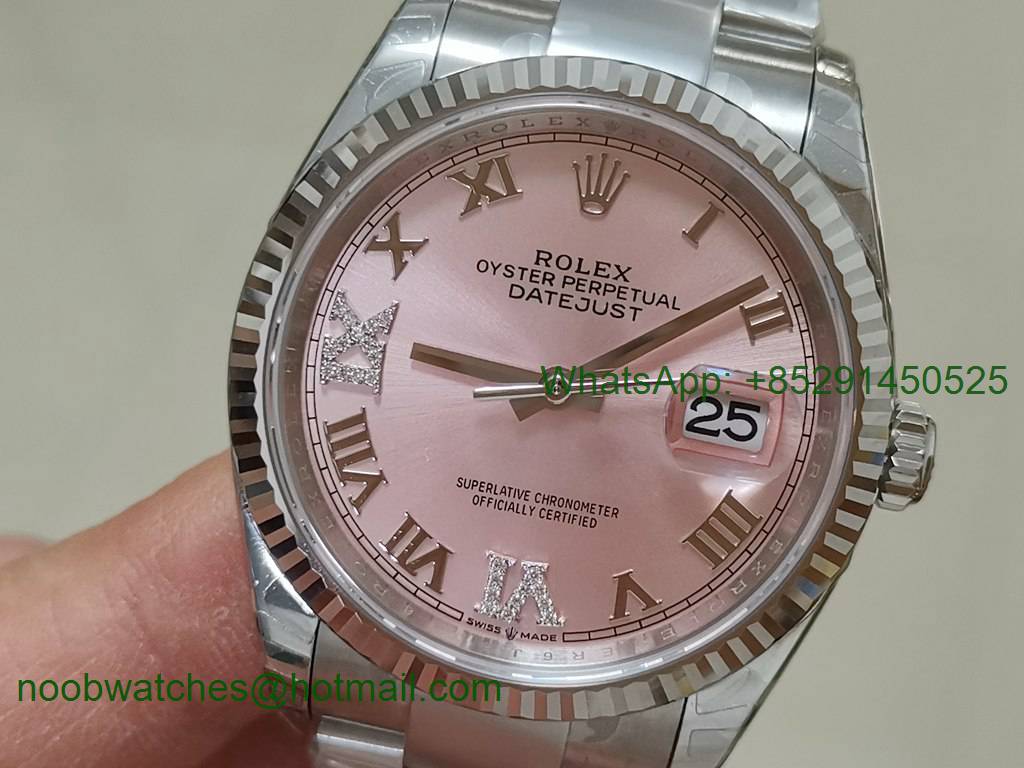 Replica Rolex DateJust 36mm 126234 EWF 1:1 Best Pink Dial on Oyster Bracelet A3235
