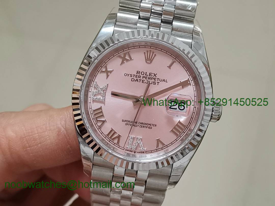 Replica Rolex DateJust 36mm 126234 EWF 1:1 Best Pink Dial on Julibee Bracelet A3235