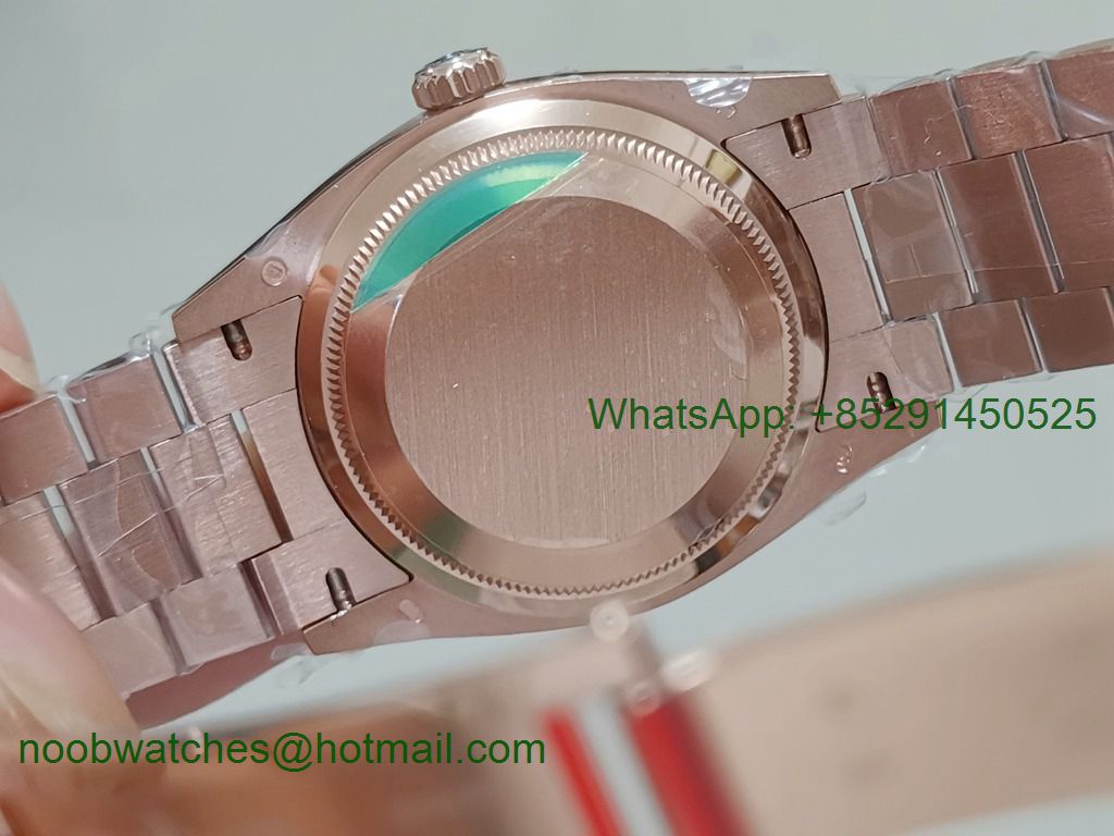 Replica Rolex DayDate 36mm Rose Gold Diamonds Bezel EWF Best on President Bracelet A3255