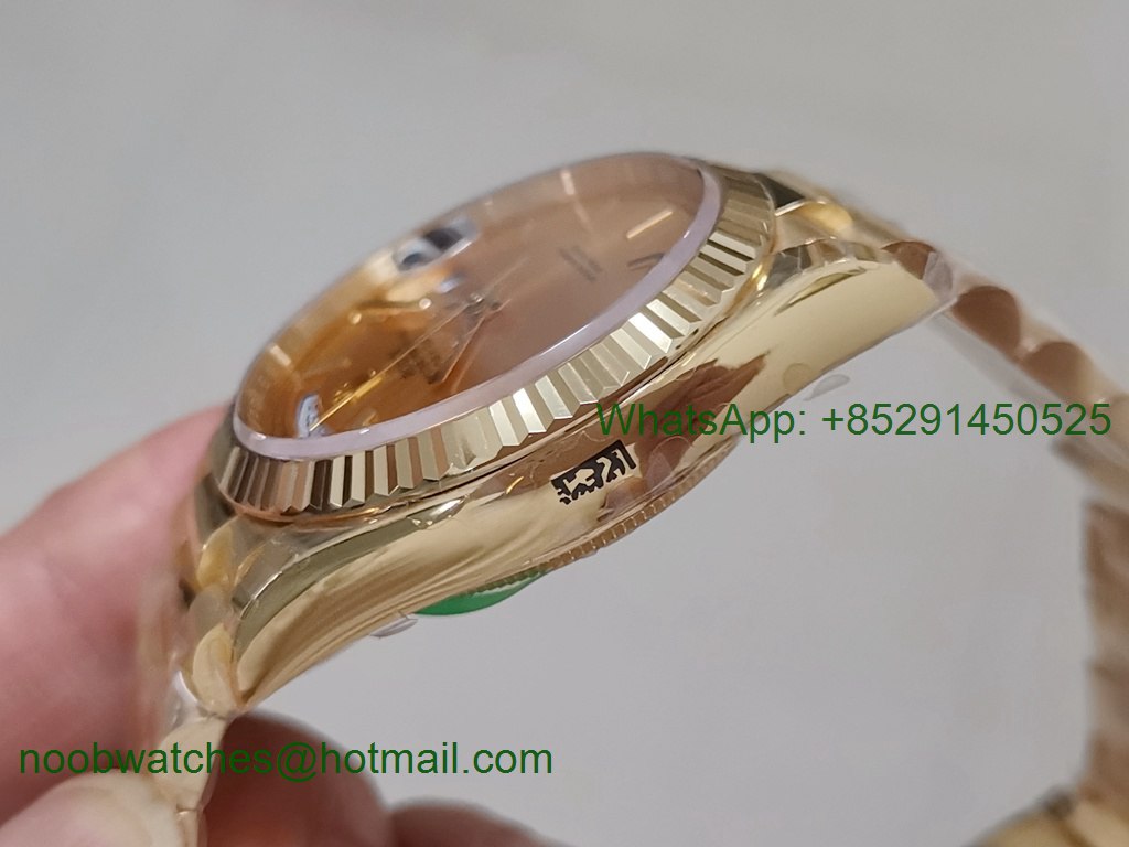 Replica Rolex DayDate 36mm Yellow Gold 128238 EWF Best Gold Dial on President Bracelet A3255