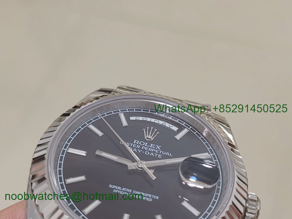 Replica Rolex DayDate 40mm 228239 EWF Best Edition Black Dial SS President Bracelet A3255