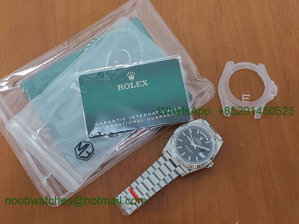 Replica Rolex DayDate 40mm 228239 EWF Best Edition Black Dial SS President Bracelet A3255