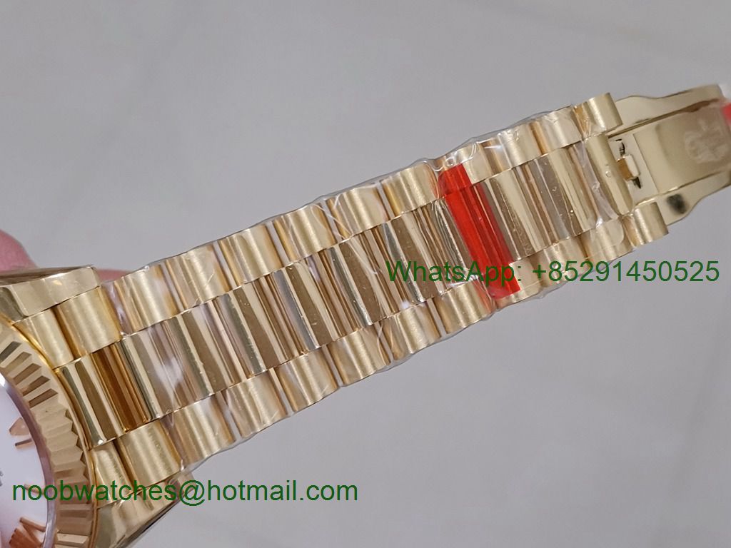 Replica Rolex DayDate 40mm 228238 Yellow Gold EWF White Roman Dial on YG President Bracelet A3255