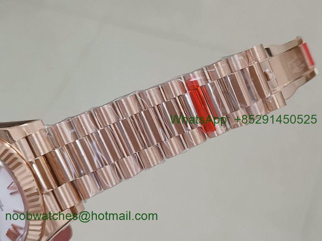 Replica Rolex DayDate 40mm Rose Gold 228235 EWF Best White Roman Dial A3255