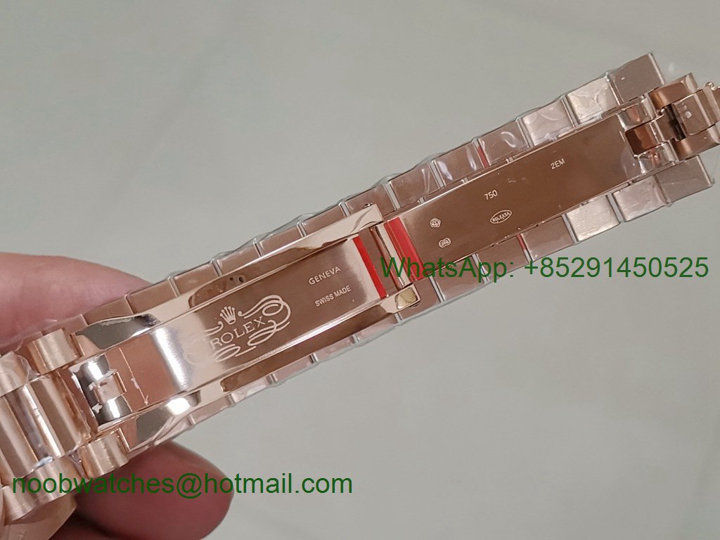Replica Rolex DayDate 40mm Rose Gold 228235 EWF Best White Roman Dial A3255