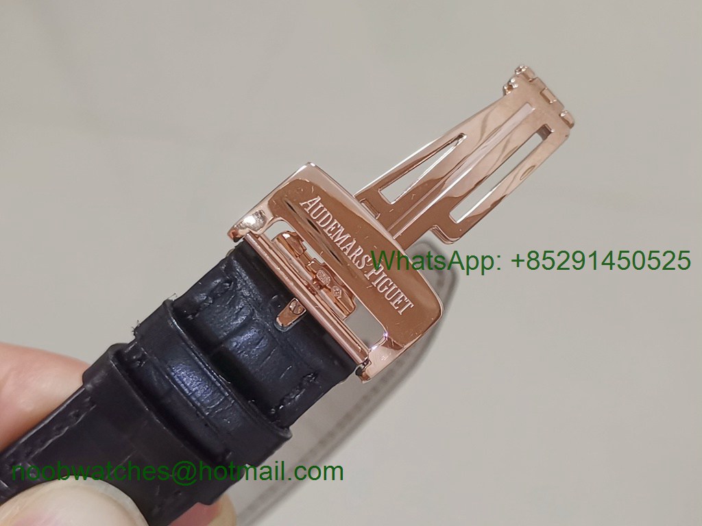 Replica Audemars Piguet AP Royal Oak Chrono 26331ST Rose Gold OMF 1:1 Best Silver Dial on Leather Strap A7750