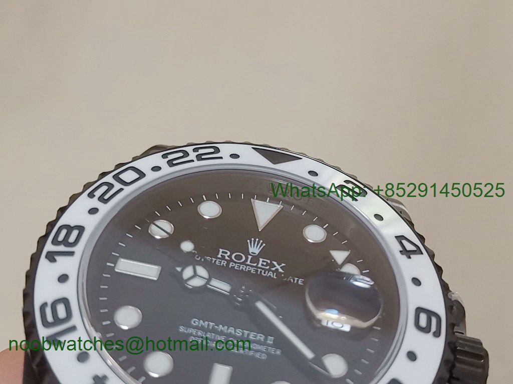 Replica ROLEX GMT II Oreo Black PVD White Ceramic VRF 1:1 Best Black Dial SA3186 CHS V2