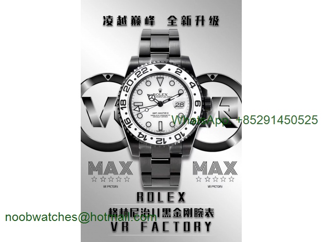 Replica ROLEX GMT II Oreo Black PVD White Ceramic VRF 1:1 Best White Dial SA3186 CHS V2