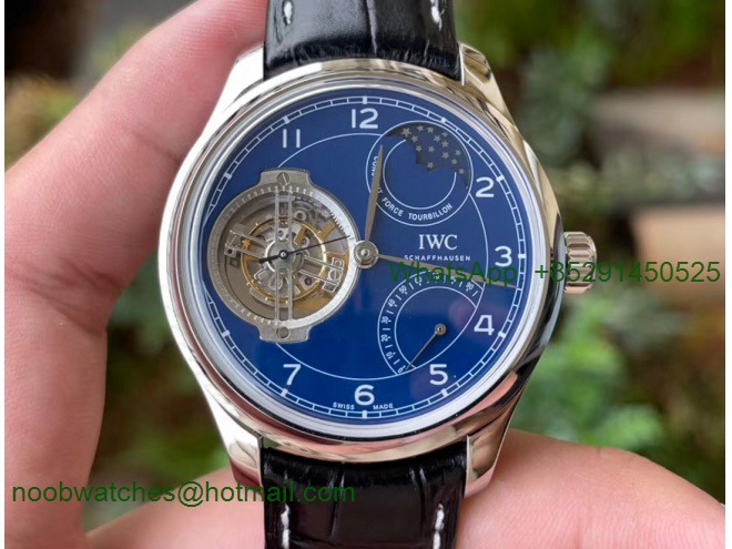 Replica IWC Portugieser Constant-Force Tourbillon Edition 150 Years BBR Best Blue Dial
