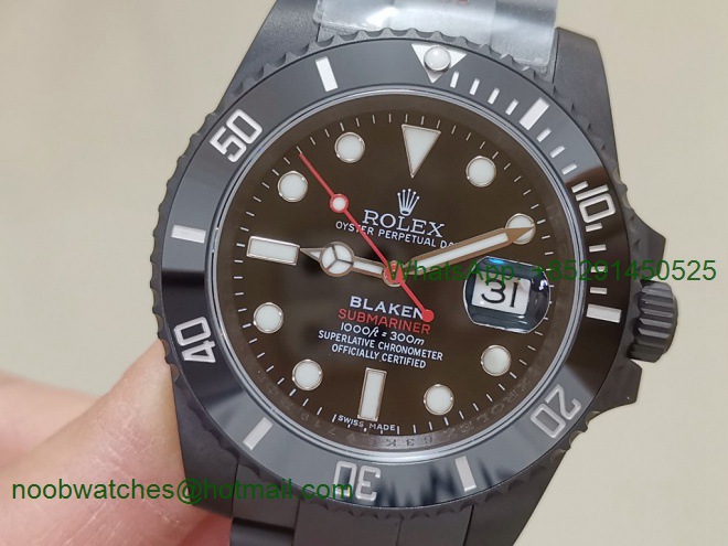 Replica Rolex Submariner BLAKEN SINGLE RED IPKF 1:1 Best Black Dial on PVD Bracelet A2836