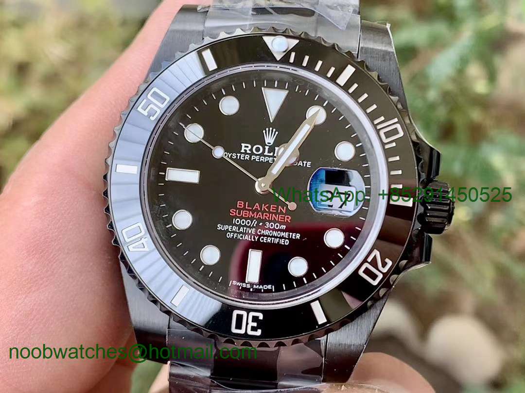 Replica Rolex Submariner BLAKEN DOUBLE RED IPKF 1:1 Best Black Dial on PVD Bracelet A2836
