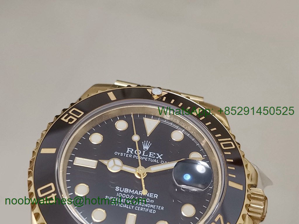 Replica Rolex Submariner 116618 LN Black Ceramic Yellow Gold Plated BP Factory A2824