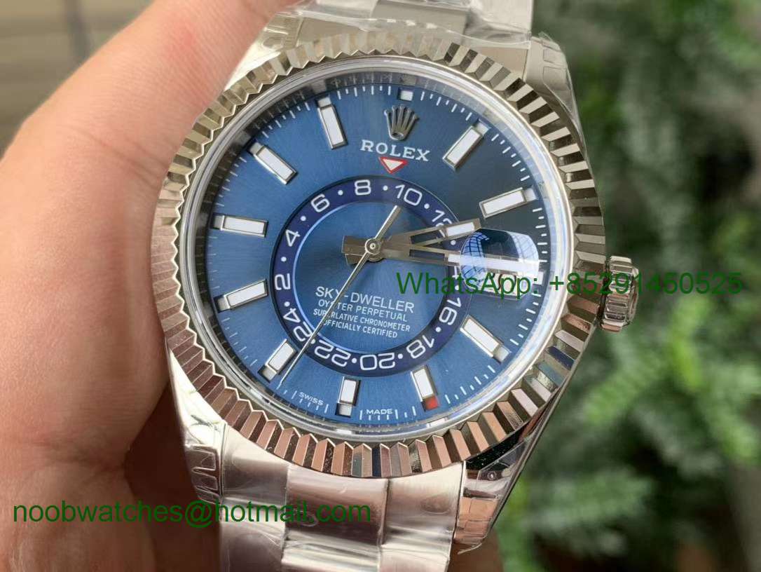 Replica Rolex Sky-Dweller 326934 Noob 1:1 Best Blue Dial on SS Bracelet A23J