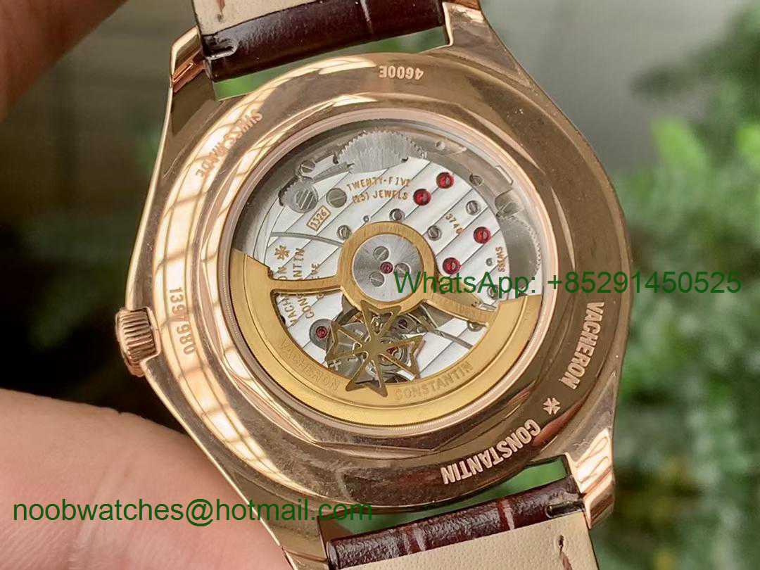 Replica Vacheron Constantin VC Fiftysix Rose GOLD 40mm ZF 1:1 Best Brown Dial on Leather A1326