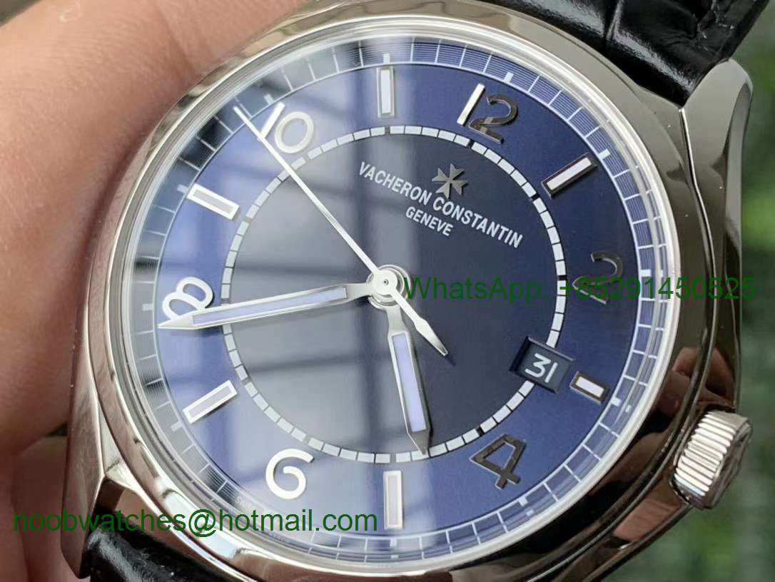 Replica Vacheron Constantin VC Fiftysix SS 40mm ZF 1:1 Best Blue Dial on Black Leather A1326