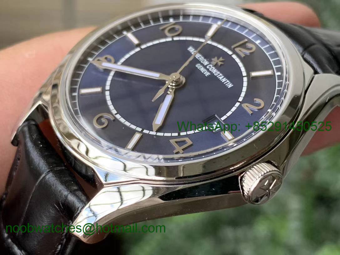 Replica Vacheron Constantin VC Fiftysix SS 40mm ZF 1:1 Best Blue Dial on Black Leather A1326