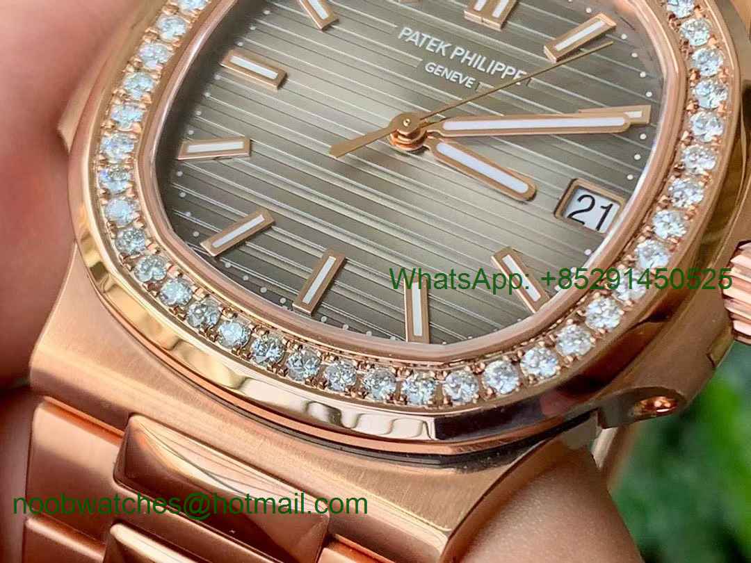 Replica Patek Philippe Nautilus 5711 Rose Gold PPF 1:1 Best Brown Dial Diamonds Bezel 324CS V4