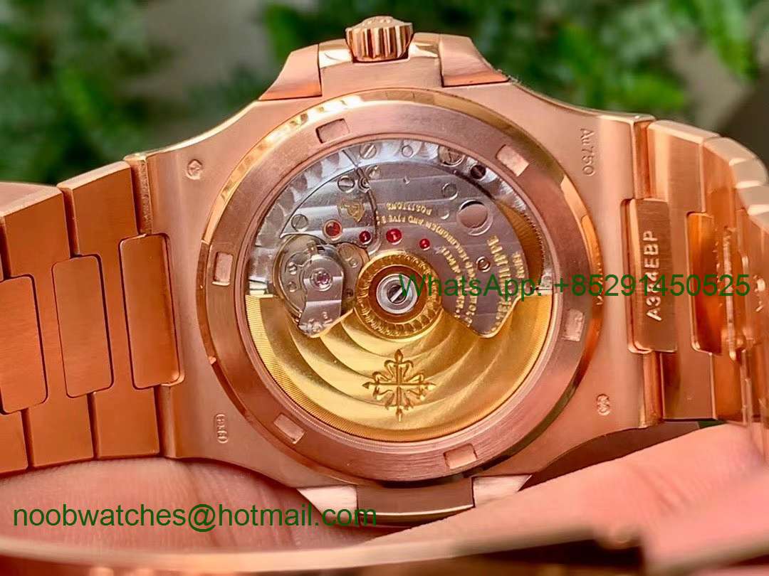 Replica Patek Philippe Nautilus 5711 Rose Gold PPF 1:1 Best Brown Dial Diamonds Bezel 324CS V4