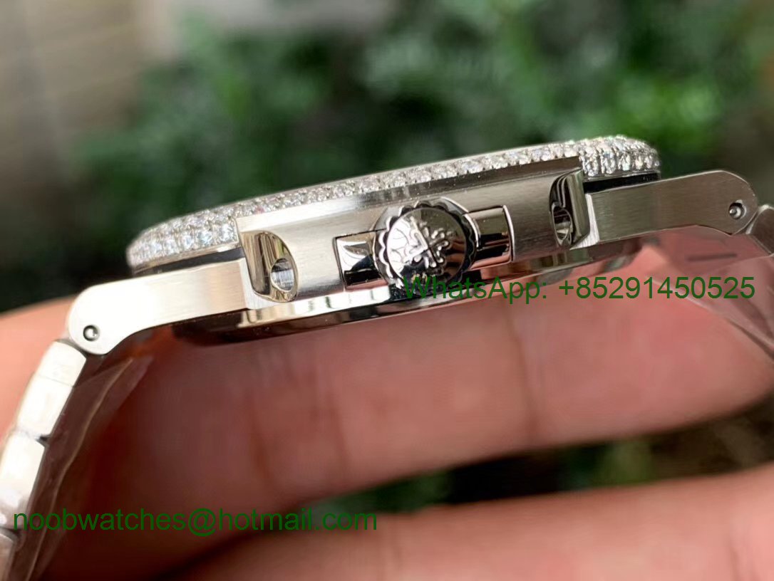 Replica Patek Philippe Nautilus 5719/1G Full Diamond PF 1:1 Best Ice Out Bracelet A324 Clone