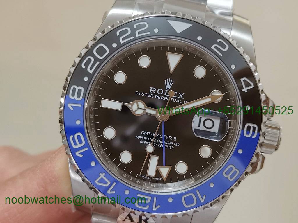 Replica Rolex GMT-Master II 116710 BLNR Black Blue Ceramic 904L Steel ARF 1:1 Best SH3186 CHS